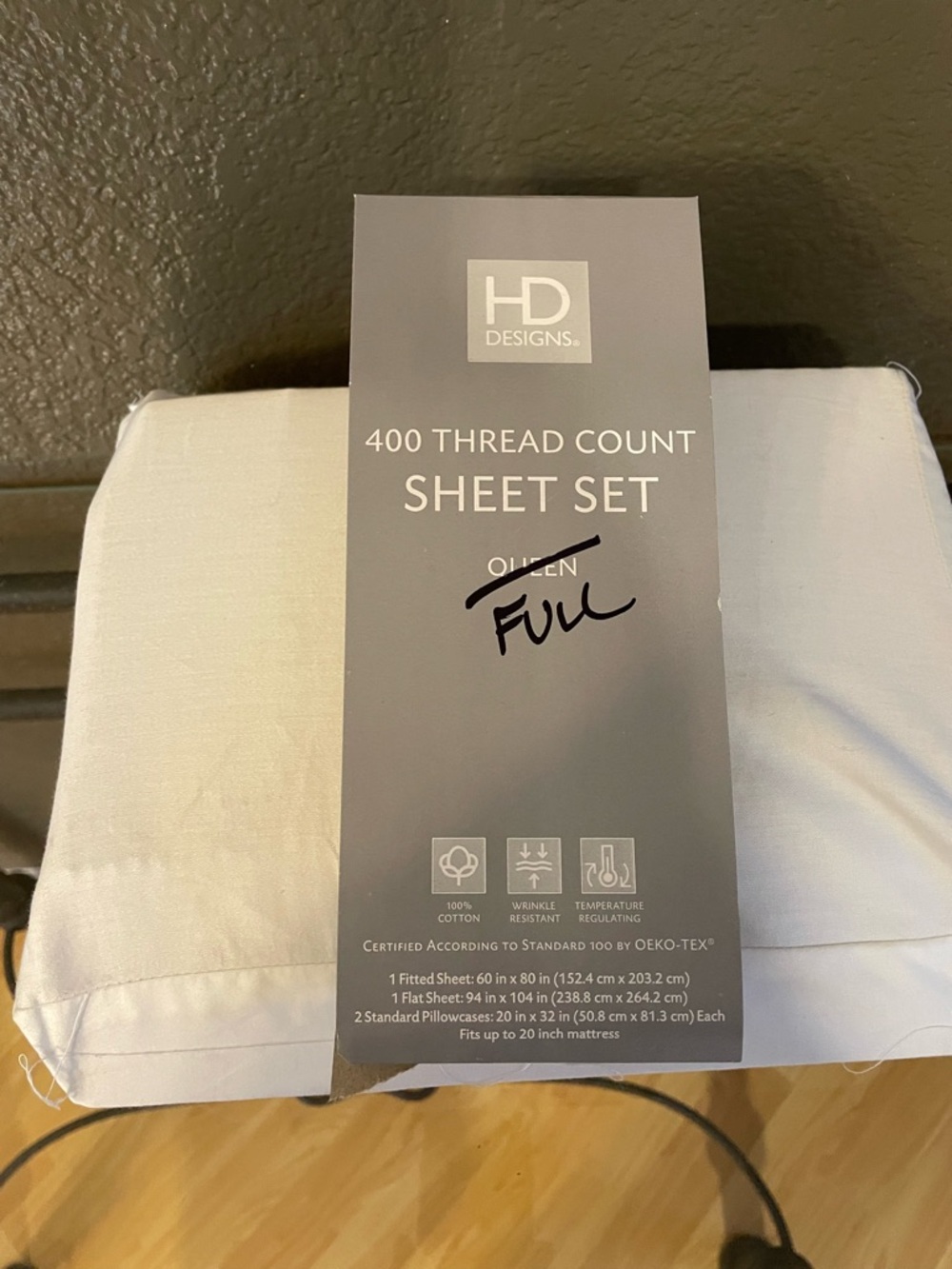 400 Thread Count Sheet Set - White - Full (fitted and flat sheet only)